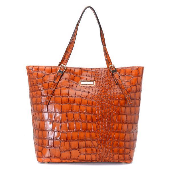 michael kors gia large slouchy tote orange crocodile-preget skinn På Salg ihop7